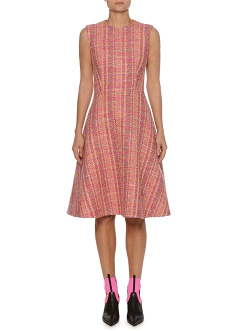 prada sleevlee tweed dress|Prada Tweed Boucle Sleeveless Fit.